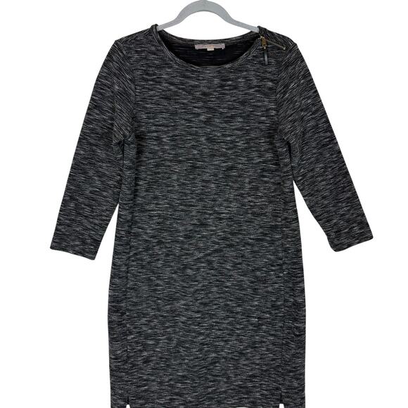 Ann Taylor LOFT Sweater Dress Women's Small Gray Knit Shoulder Zip Pullover - Picture 1 of 12